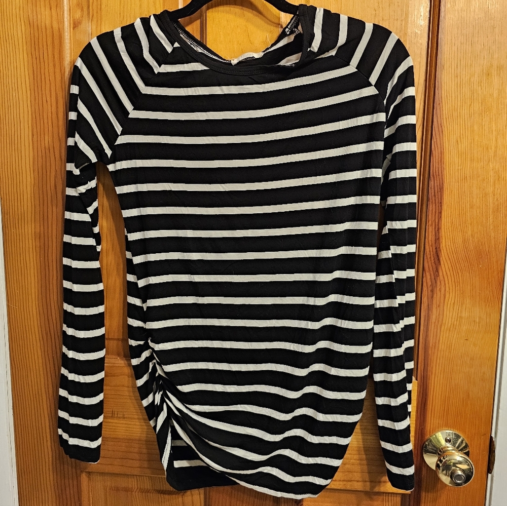 Black and White Striped Women's Top